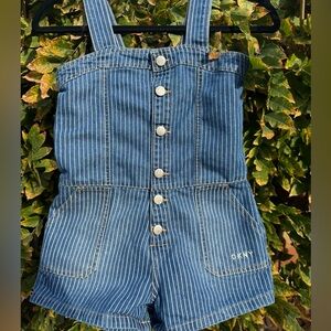 DKNY Kids Blue Pinstripe Denim Romper